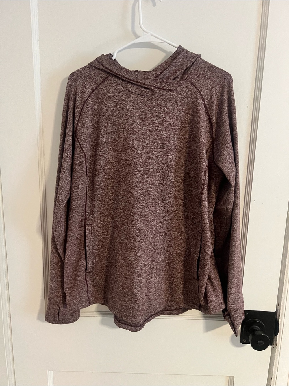 Duluth Trading Co Heathered Plum Hooded Pullover